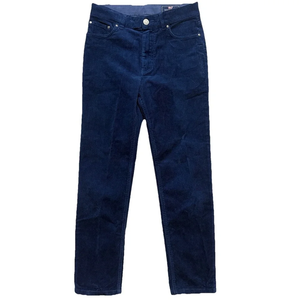 Vineyard Vines Boys Corduroy Pants Navy Blue Stretch Whale Preppy 5 Pocket 12